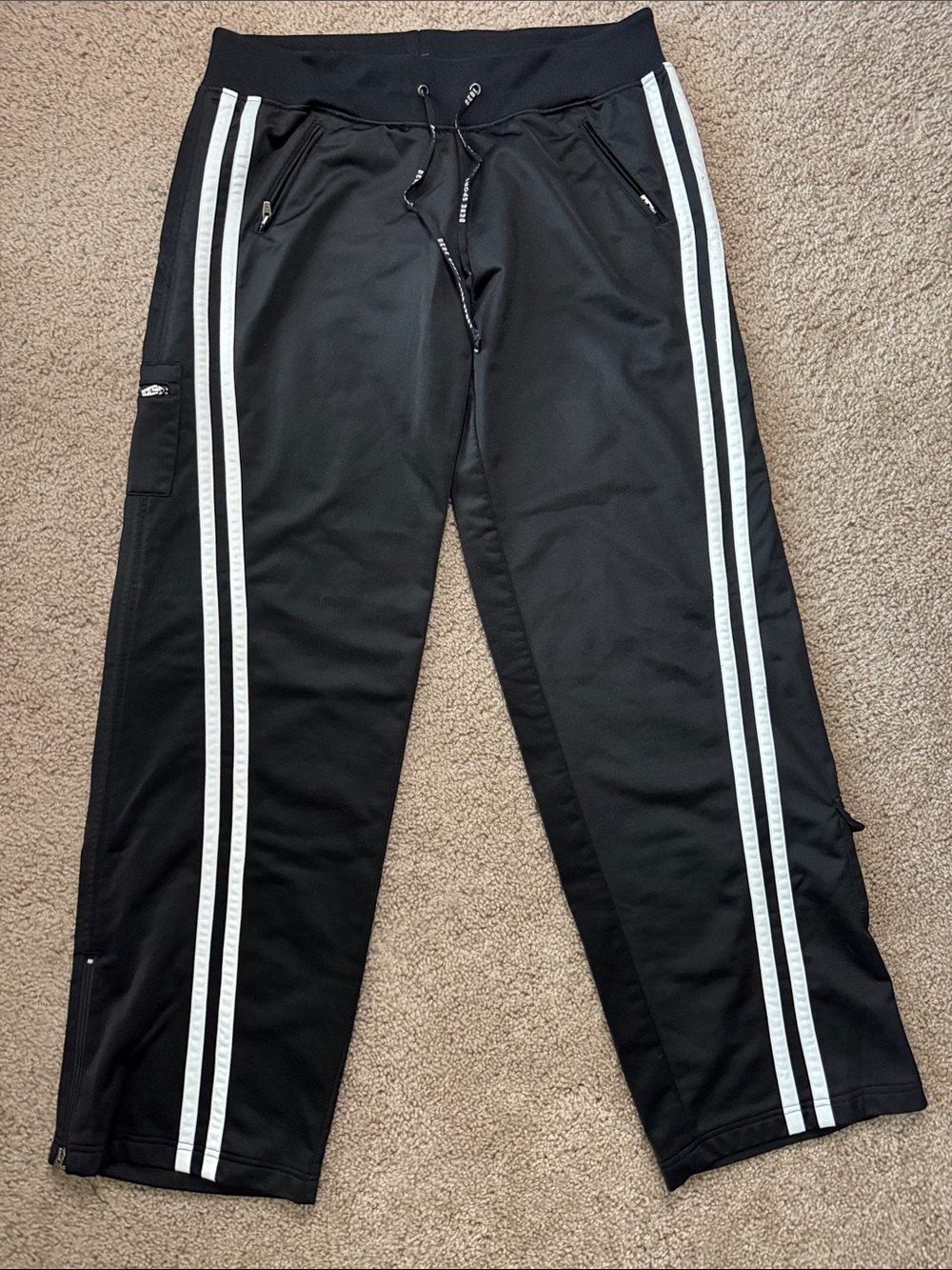 bebe Black Joggers with White Double Side Stripes